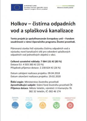 Holkov - istrna odpadnch vod a splakov kanalizace